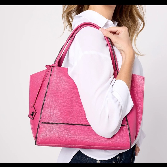 Botkier Soho Bite Size Satchel - QVC.com BOTKIER soho passion pink pebbled leather tote